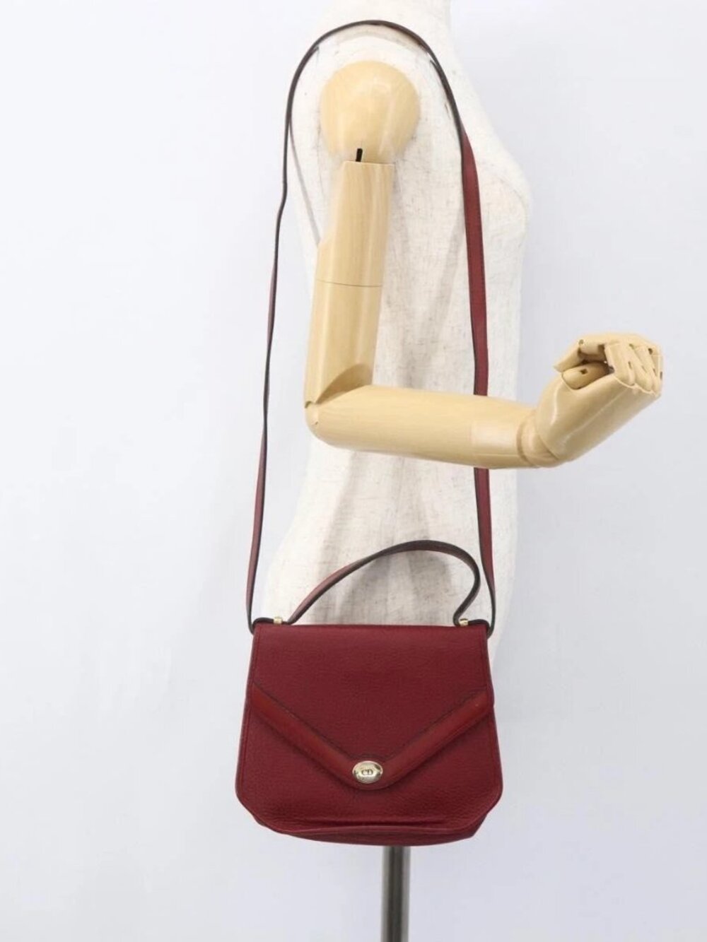 Christian Dior Hand Bag Leather 2way Red Gold Auth BA8209 - Picture 15 of 16